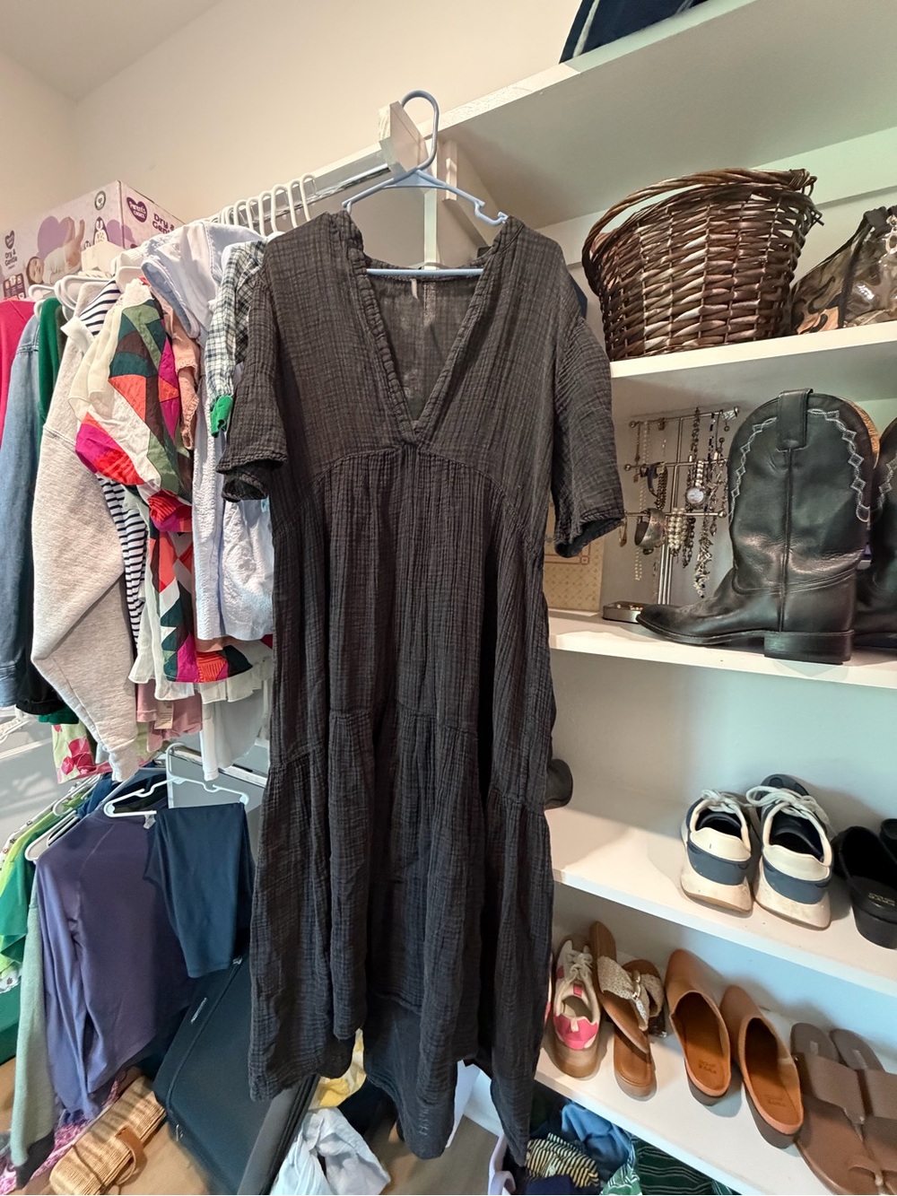 Anthropologie Black Textured Tiered Maxi Dress